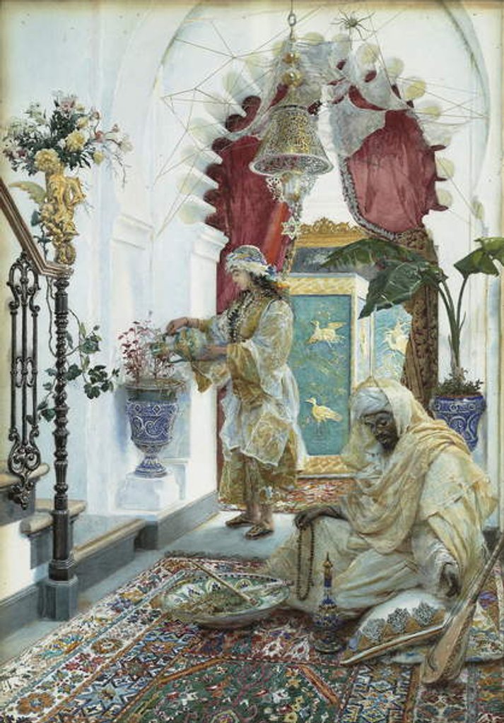 Detail of An oriental atrium by Josep Tapiro Baro