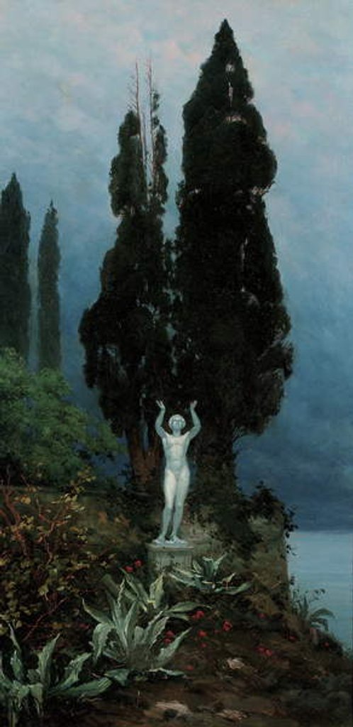 Detail of A statue in a lake landscape, 1911 by Paul von Spaun