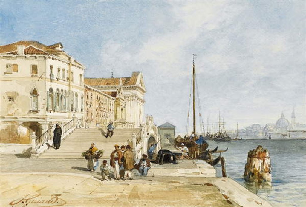 Detail of View of the Zattere dock, Venice by Jacques Guiaud