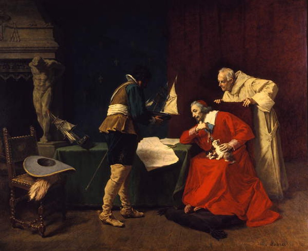 Detail of Richelieu Studies the Plans of Attack for the Siege of La Rochelle by Louis Debras