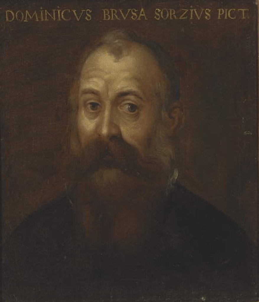 Detail of Portrait of the artist by Domenico Brusasorci