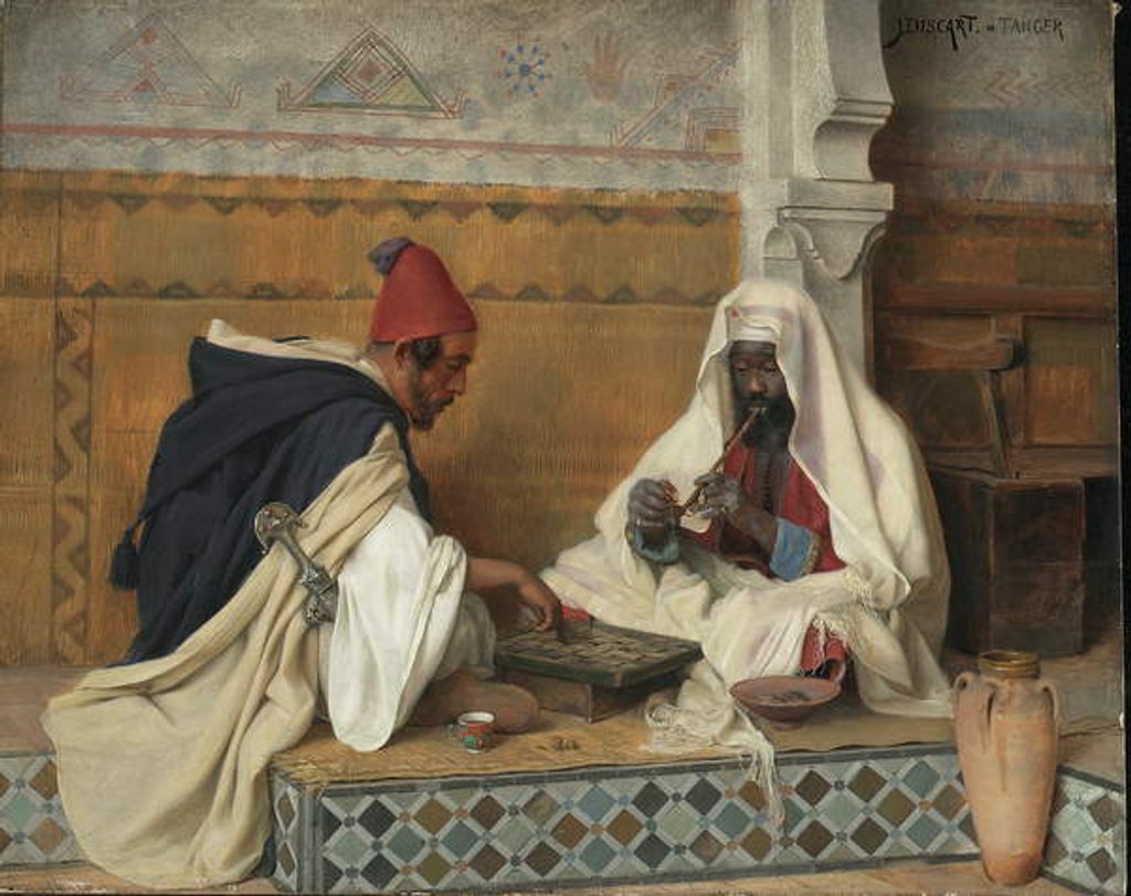 Detail of A Game of Draughts by Jean Discart