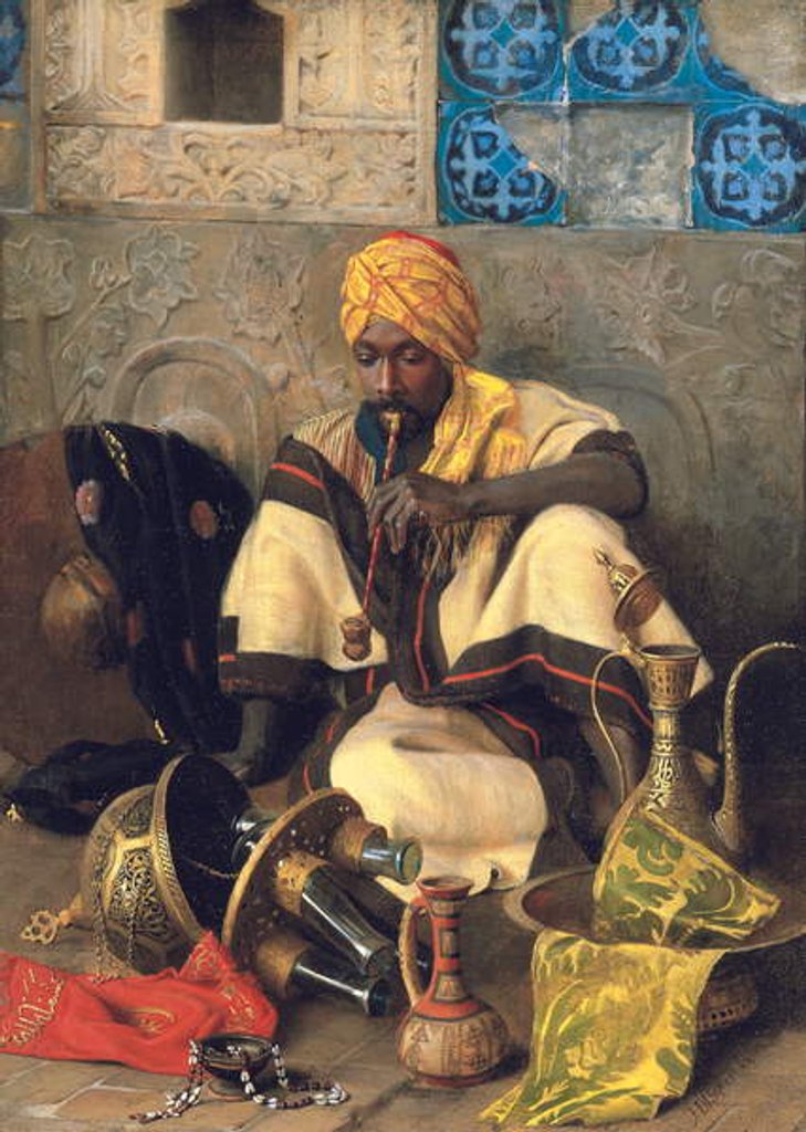 Detail of The Arab Smoker by Jean Discart