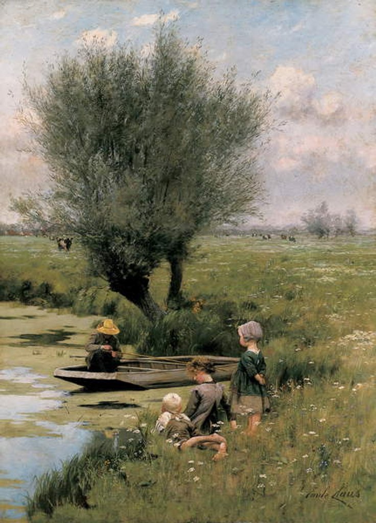 Detail of By the Riverside by Emile Claus
