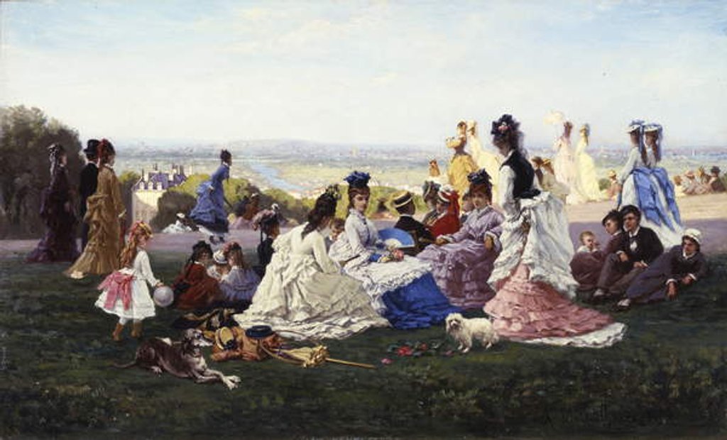 Detail of Sunday in Bellevue, 1874 by Gabriel-Amable de Lafoulhouze