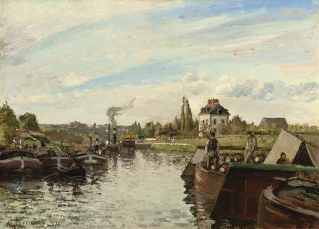 Detail of Barge on the Seine at Bougival, 1871 by Camille Pissarro