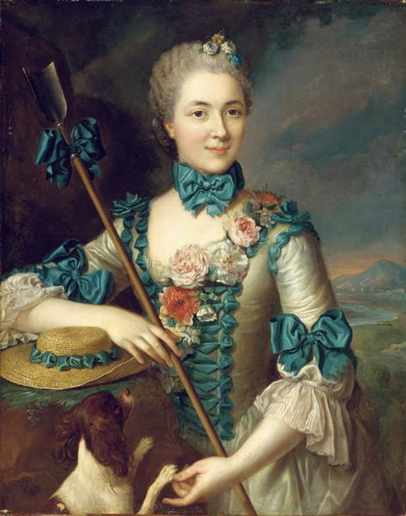 Detail of Portrait of a lady, said to be Madame Louise Suzanne Edmee Martel as a shepherdess by French School