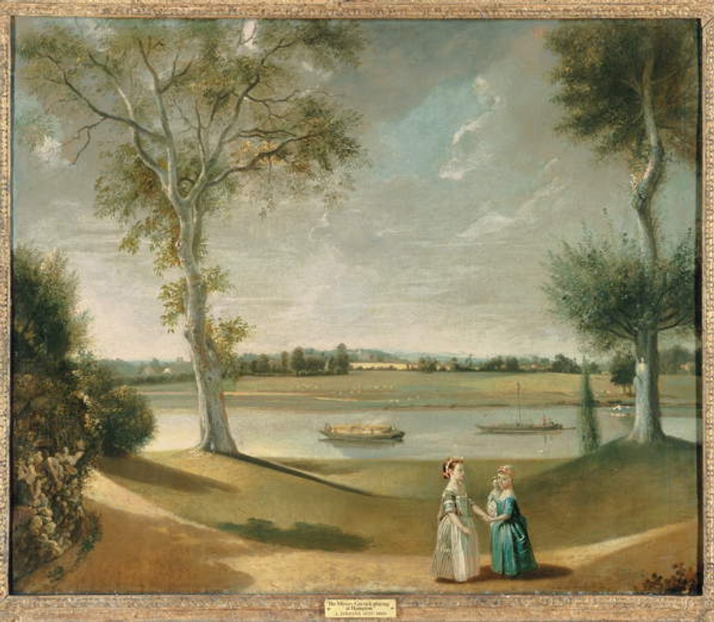 Detail of The Misses Garrick by the Thames at Hampton, 1762 by Johann Zoffany