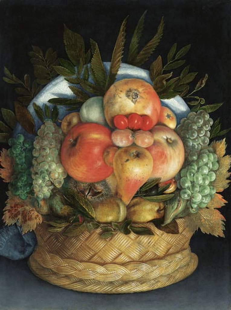 Detail of Reversible anthropomorphic portrait of a man composed of fruit by Giuseppe Arcimboldo