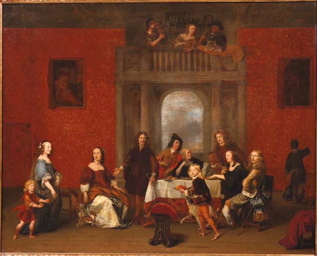 Detail of Group portrait of a family in an elegant interior by Gerrit Pietersz. van Zijl