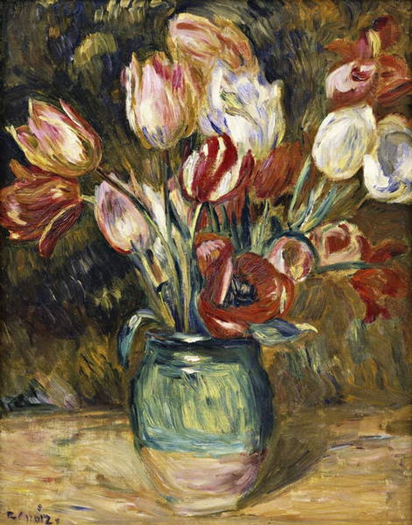 Detail of Vase of flowers, 1888-89 by Pierre Auguste Renoir