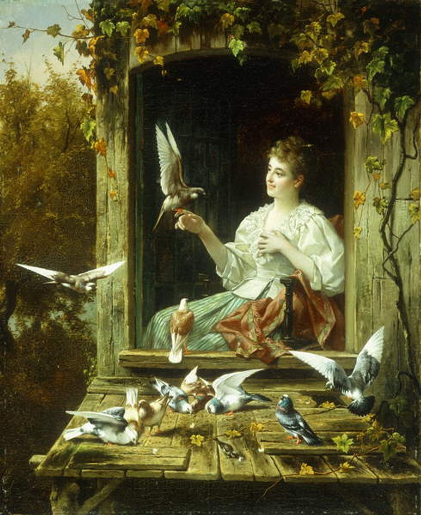 Detail of Feeding the Birds by Jan Pieter Portielje