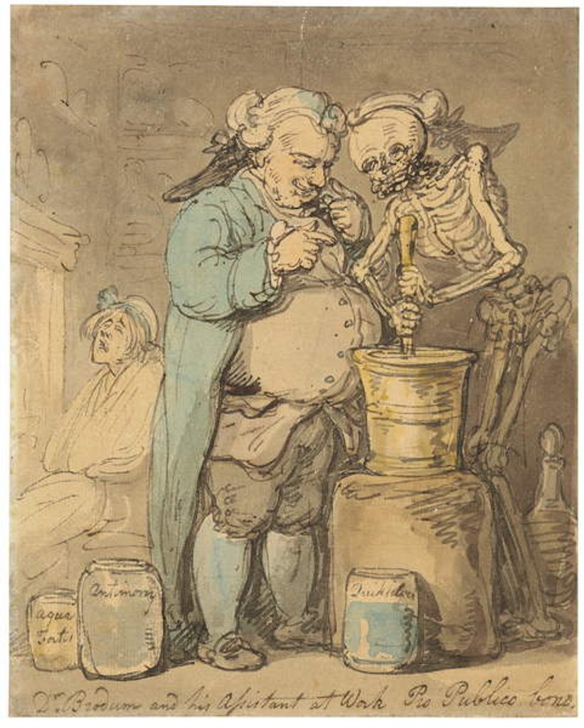 Detail of Dr. Brodum and his Assistant as Work Pro Bono Publico by Thomas Rowlandson