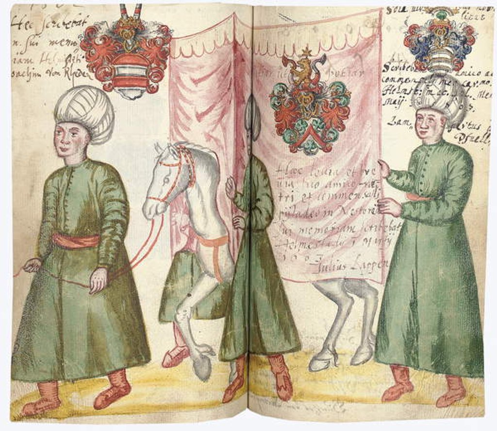 Detail of Pages from the Album Amicorum of Julius Pflug, including Turkish costume and coats of arms, 1600-13 by European School