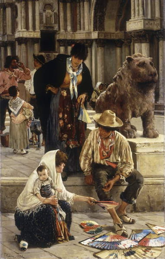 Detail of The Fan Seller, 1882 by Franz Leo Ruben
