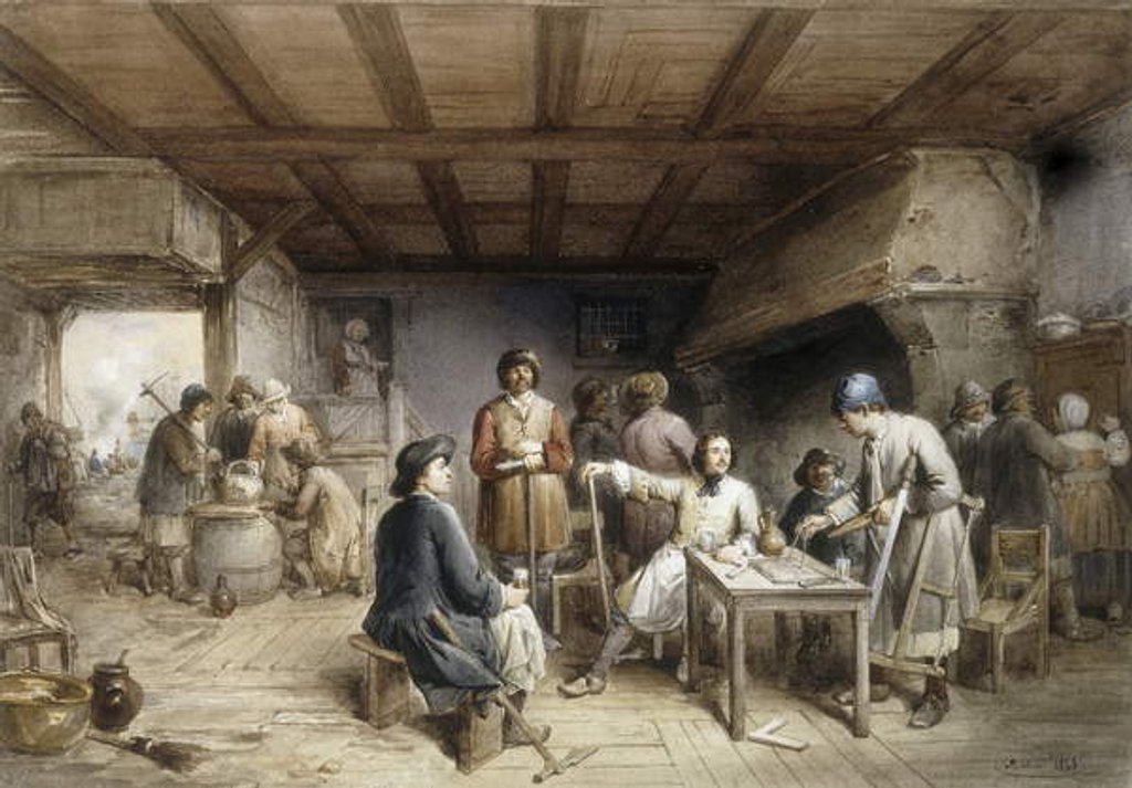 Detail of Shipwrights taking a Rest, 1846 by Jean-Baptiste Madou