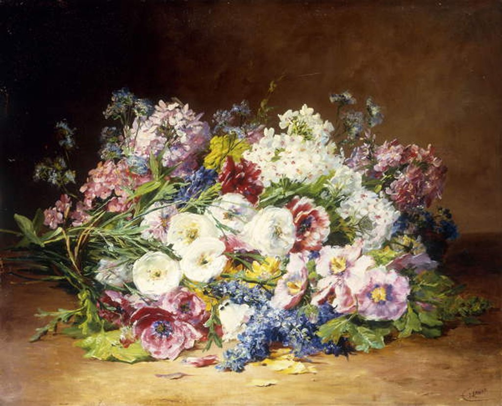 Detail of A Splendid Bouquet of Assorted Flowers, c.1861 by Marie Therese Lemaire