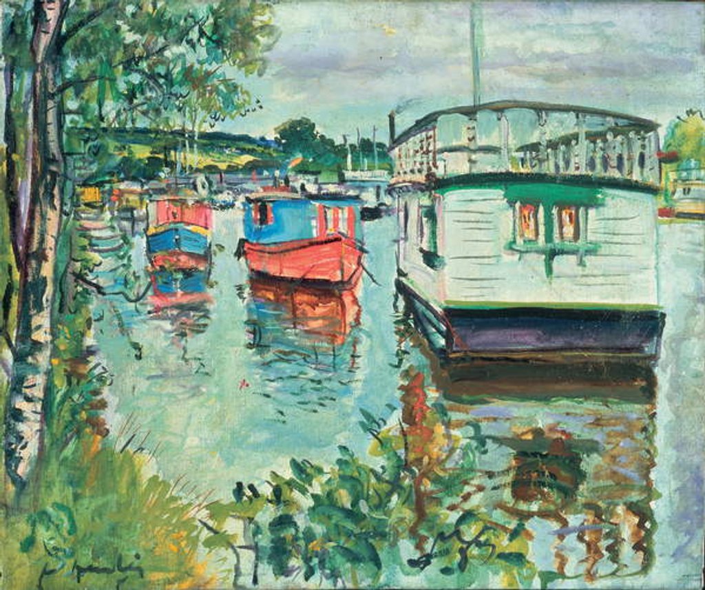Detail of House Boats, Loch Lomond by George Leslie Hunter