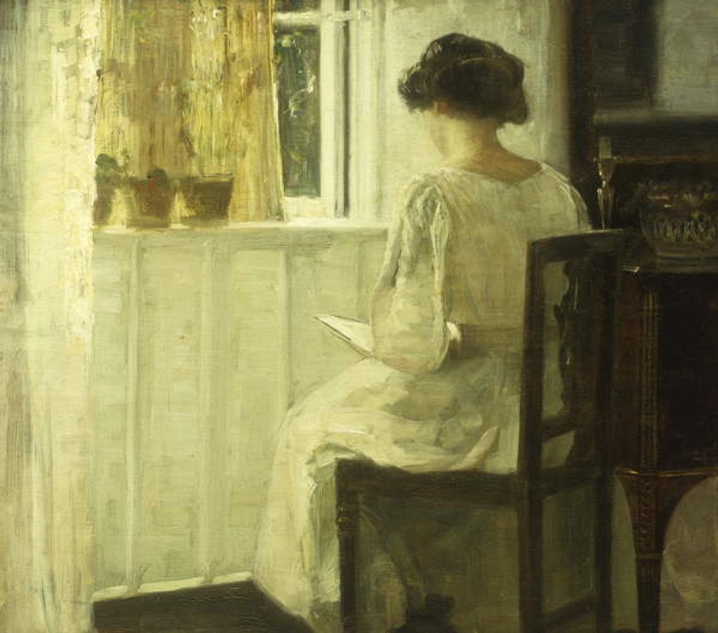 Detail of A Woman Reading in a Sunlit Interior by Carl Holsoe