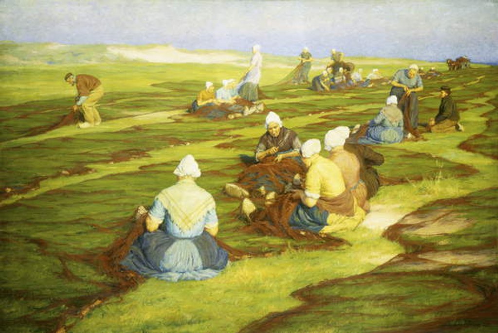 Detail of Mending the nets by Edgard Farasyn
