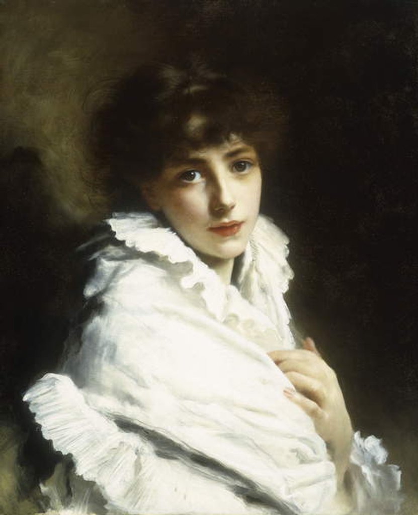 Detail of Portrait of a Young Girl in White by Gustave Jacquet