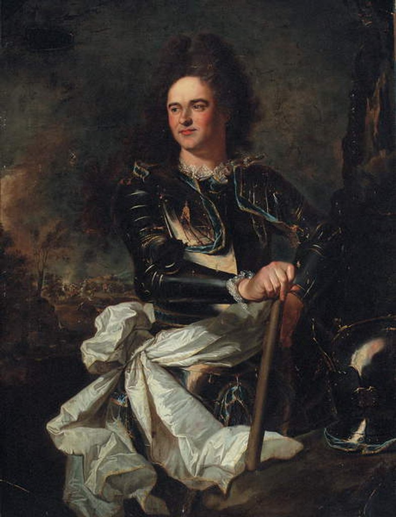 Detail of Portrait of the Comte d'Evreux, with a marshal's baton and the sash of the Order of the Saint Esprit by Hyacinthe Rigaud