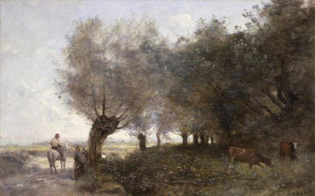 Detail of The Willows at La Pointe de L'Ile by Jean Baptiste Camille Corot