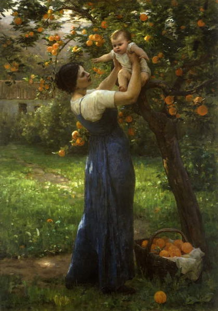 Detail of Mother and child in an orange grove by Virginie Demont-Breton