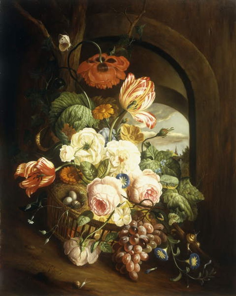 Detail of Still life with assorted flowers by Josef Holstayn