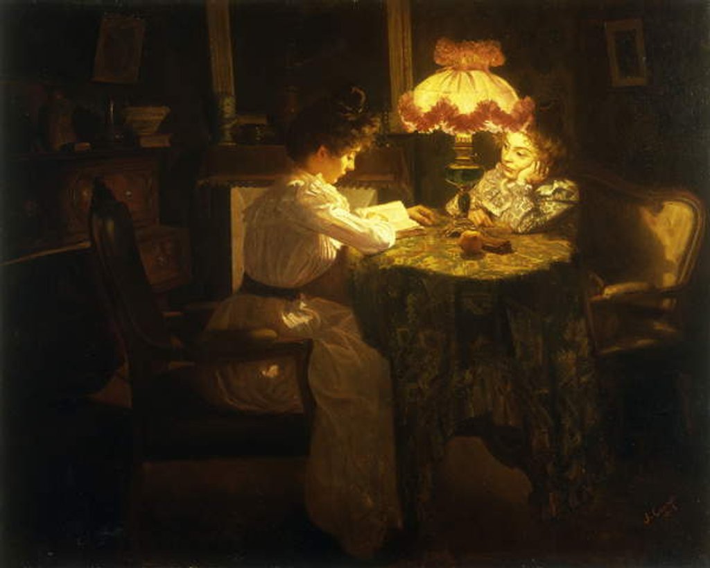 Detail of Lamplight, 1908 by Jules Emile Crochet