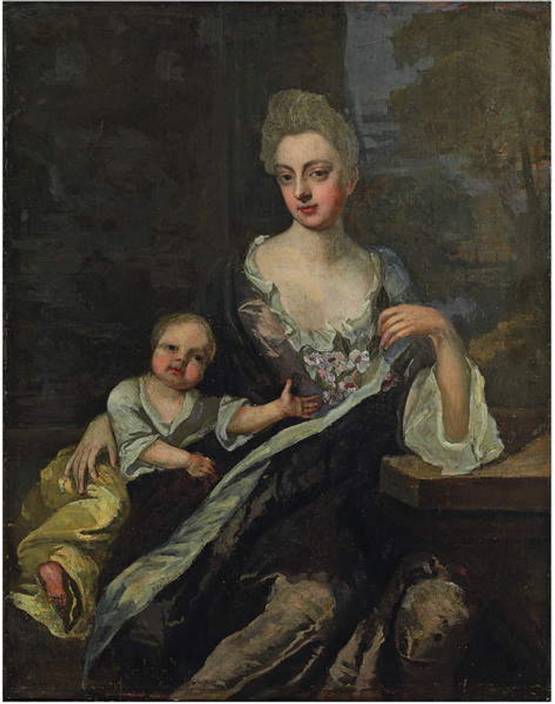 Detail of Portrait of a lady by Godfrey (circle of) Kneller