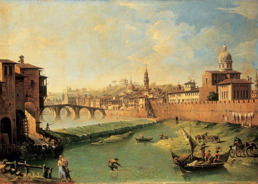 Detail of View of the Arno and the Ponte Alla Carraia by Giuseppe Zocchi