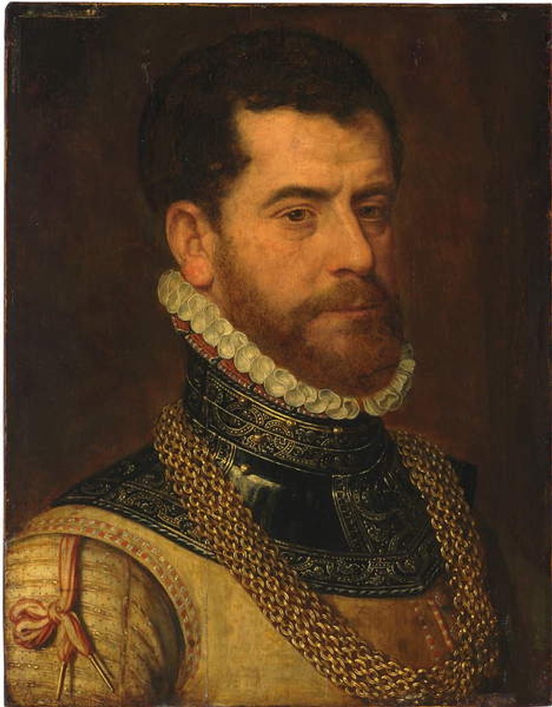 Detail of Portrait of a gentleman, with the monogram of Don Gaspar de Haro y Guzman by Frans I (attr. to) Pourbus