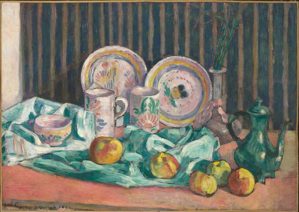 Detail of Still life with apples and fruit dishes, c.1906 by Emile Bernard