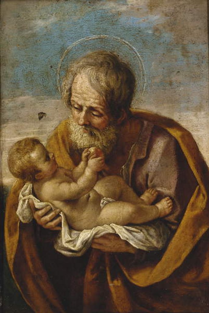 Detail of Joseph and the Christ Child in his arms by Guido Reni