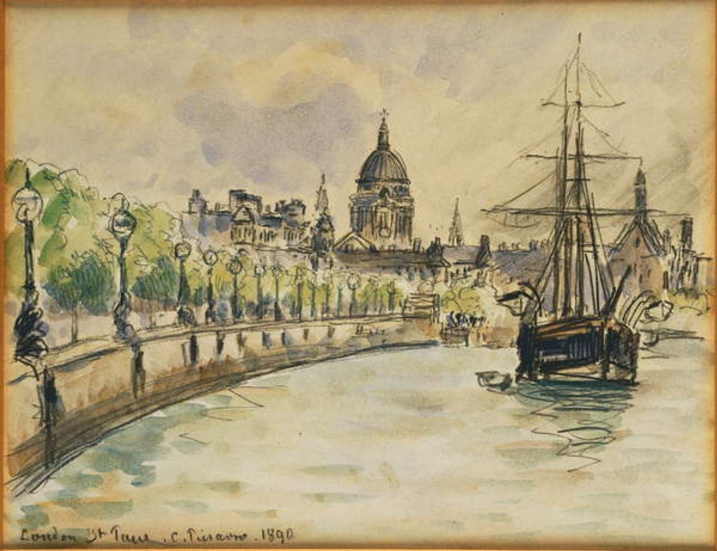 Detail of London, St. Paul's Cathedral, 1890 by Camille Pissarro