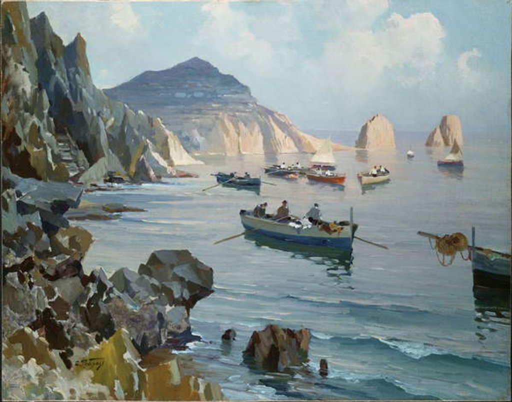 Detail of Boats in a Rocky Cove by Edward Henry Potthast