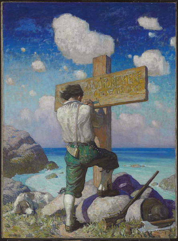 Detail of --and making it into a great cross, I set it up on the shore where I first..., 1920 by Newell Convers Wyeth
