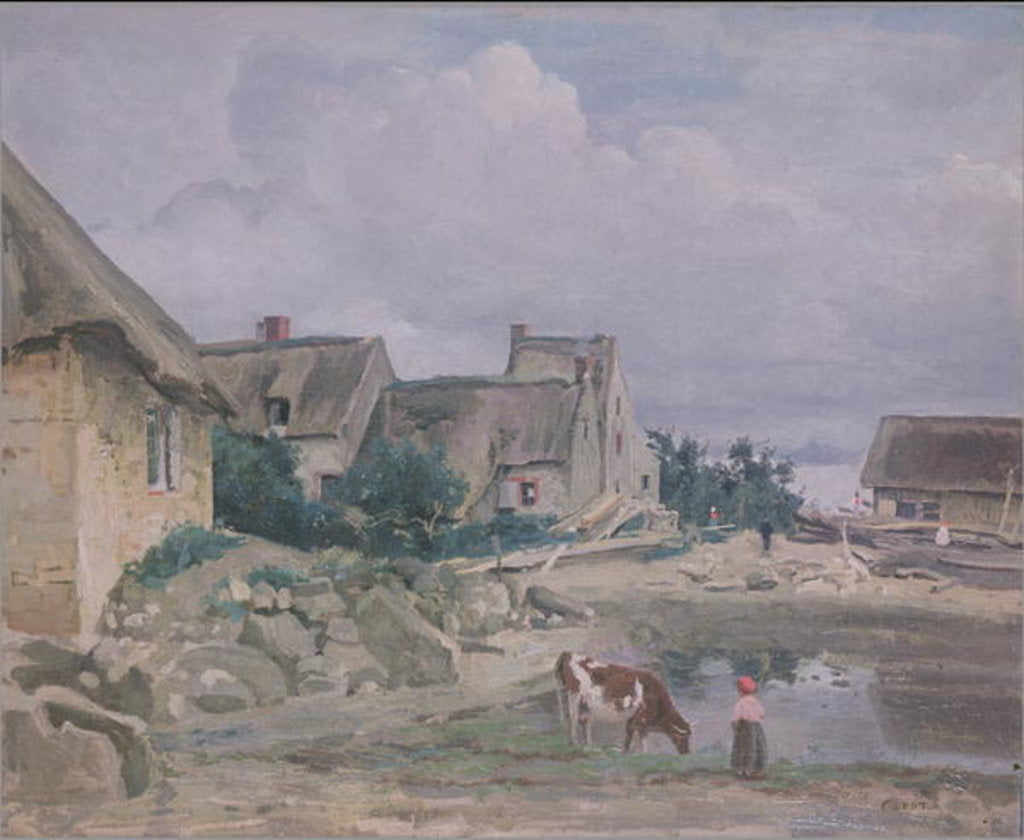 Detail of Environs de Fontainebleau by Jean Baptiste Camille Corot