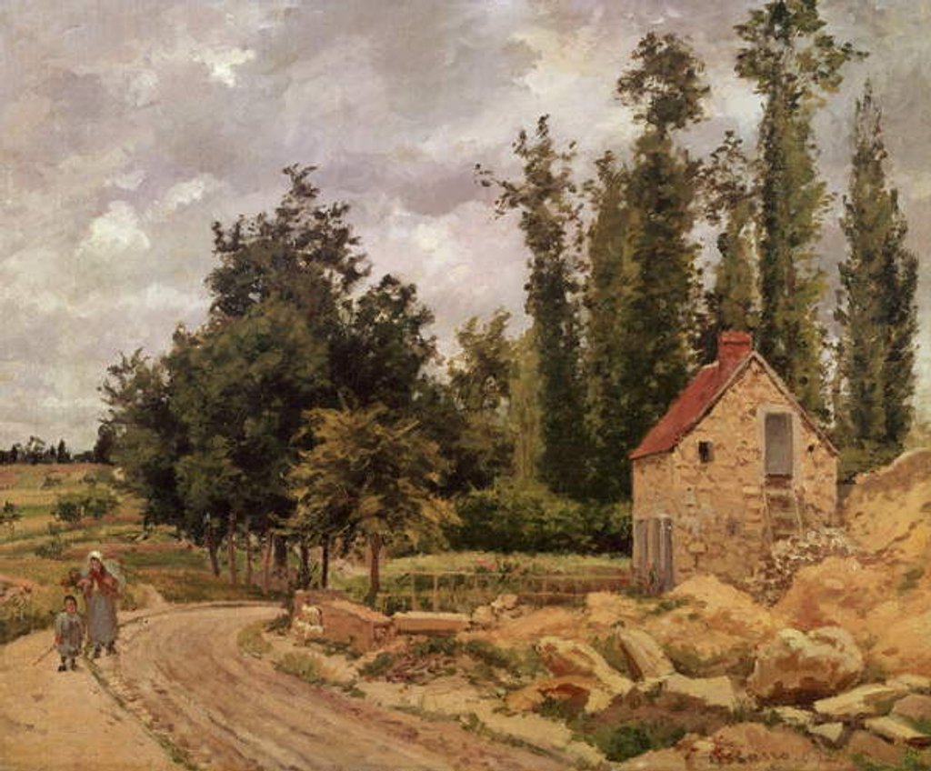 Detail of The Road to Osny, 1872 by Camille Pissarro