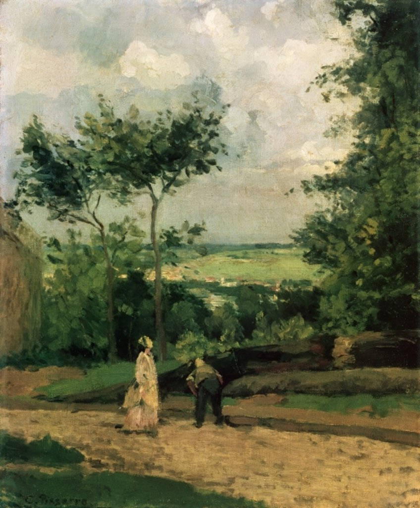 Detail of The Courtyard at Louveciennes by Camille Pissarro