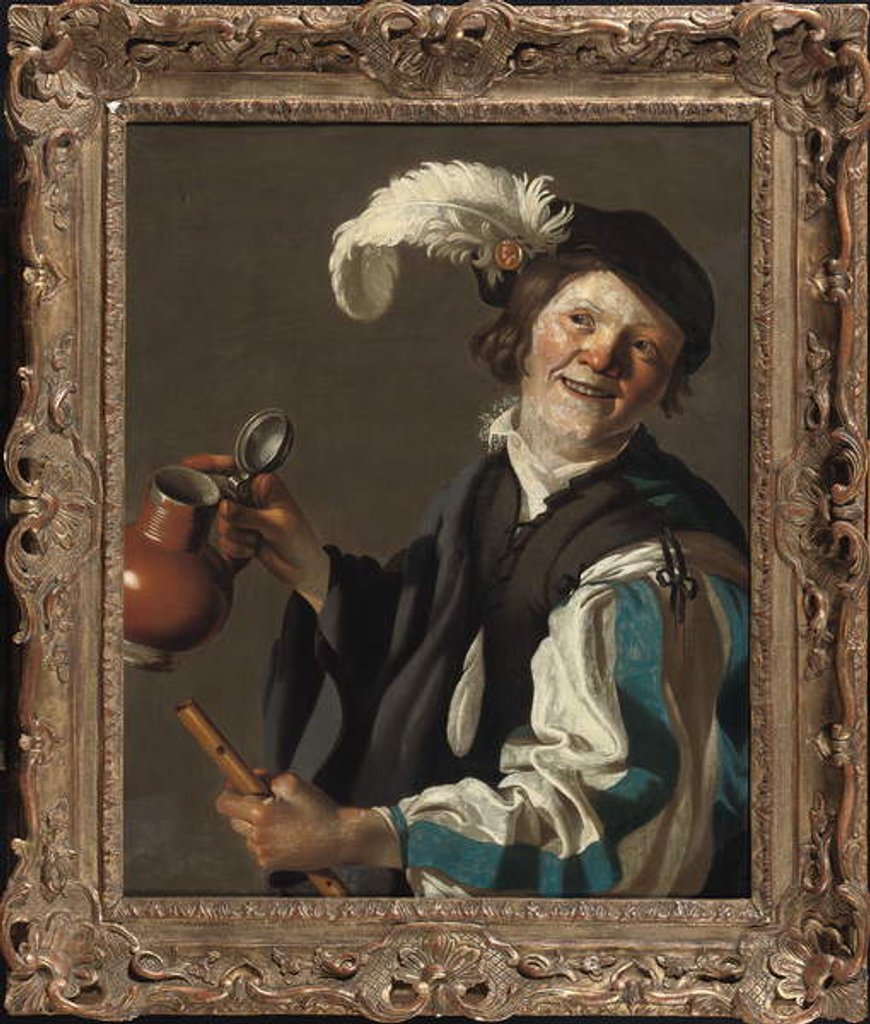 Detail of A boy holding a flute and jug by Hendrick & Baburen Dirck van Terbrugghen