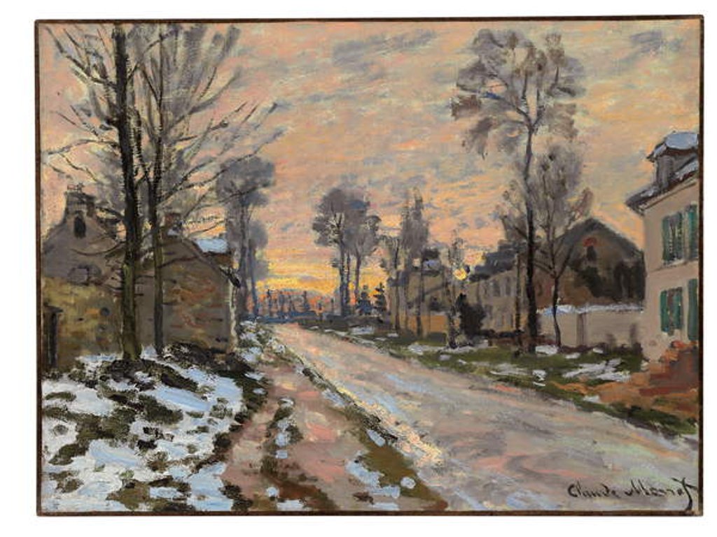 Detail of Route à Louveciennes, neige fondante, soleil couchant, c.1869-70 by Claude Monet