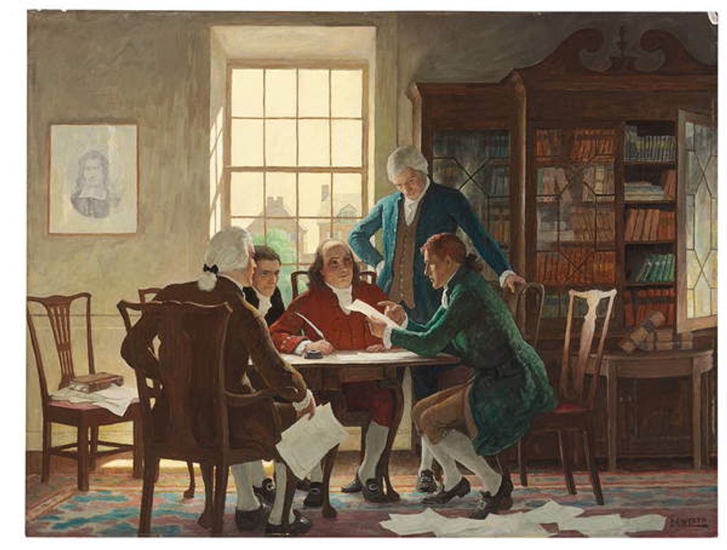 Detail of Drafting the Declaration of Independence in 1776, 1944 by Newell Convers Wyeth