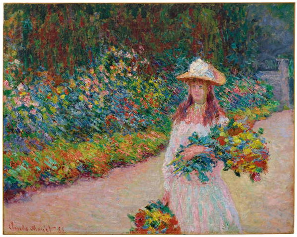 Detail of Jeune fille dans le jardin de Giverny, 1888 by Claude Monet
