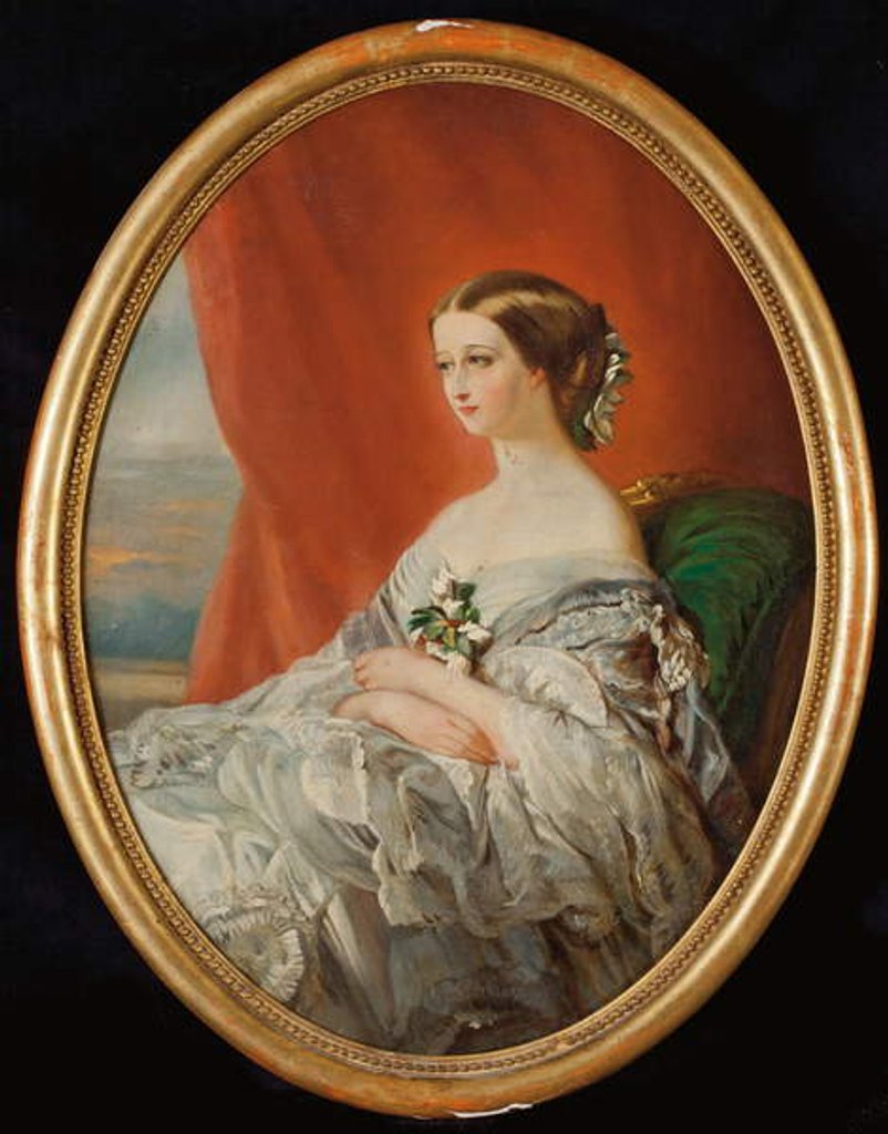 Detail of Portrait of Empress Eugénie by Franz Xaver (follower of) Winterhalter