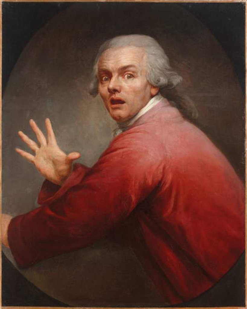 Detail of Self-portrait as a surprised and terrified man by Joseph Ducreux