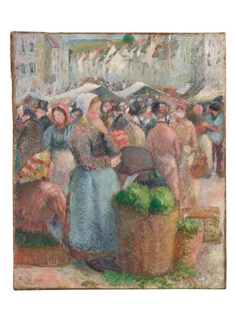 Detail of Le Marché de Gisors, Grande-Rue, 1885 by Camille Pissarro
