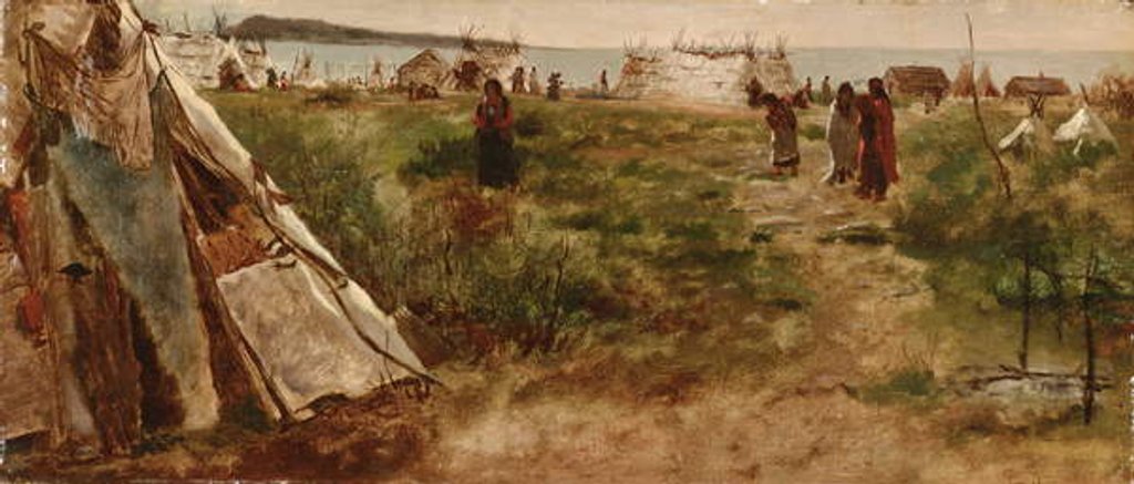 Detail of Ojibwe Encampment by Eastman Johnson