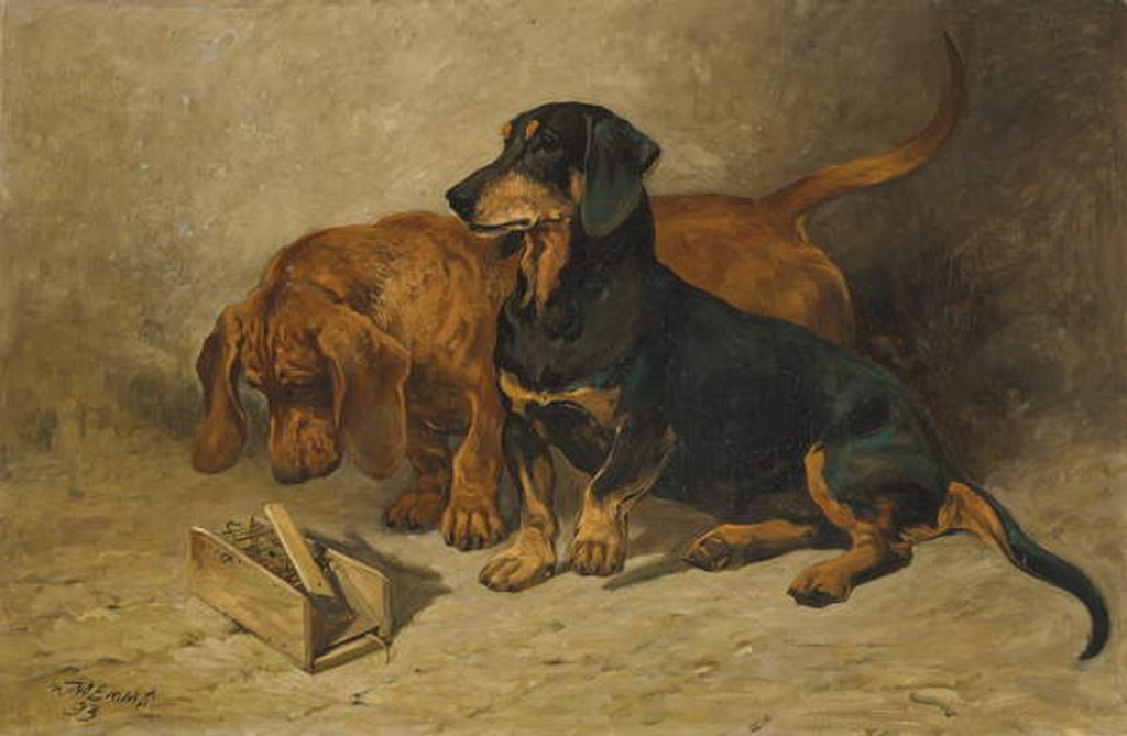 Detail of Dachshunds, 1993 by John Emms